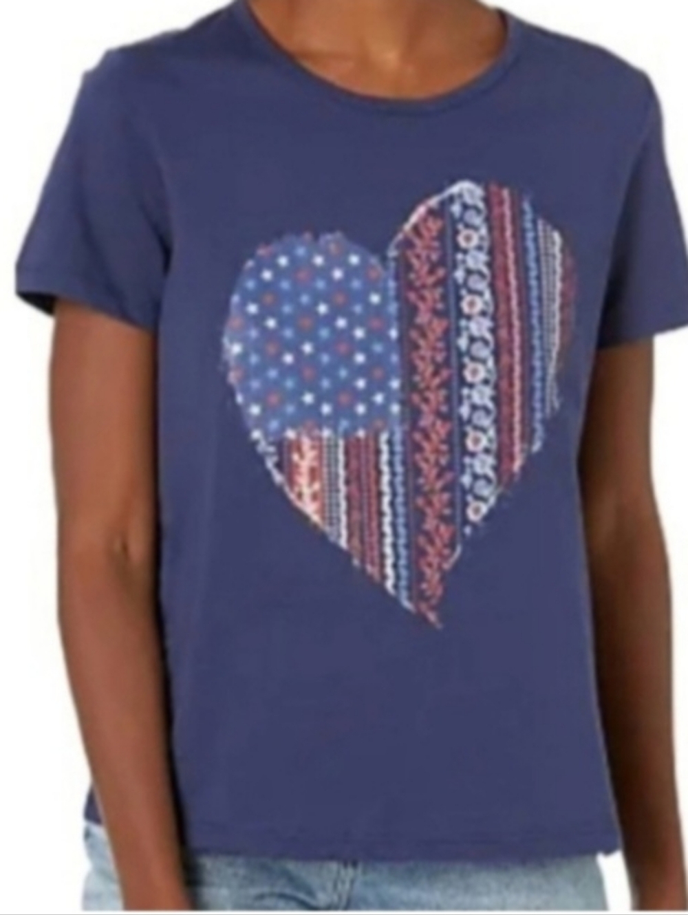 NWOT Gloria Vanderbilt Short Sleeve T-shirt | Heart Floral Flag